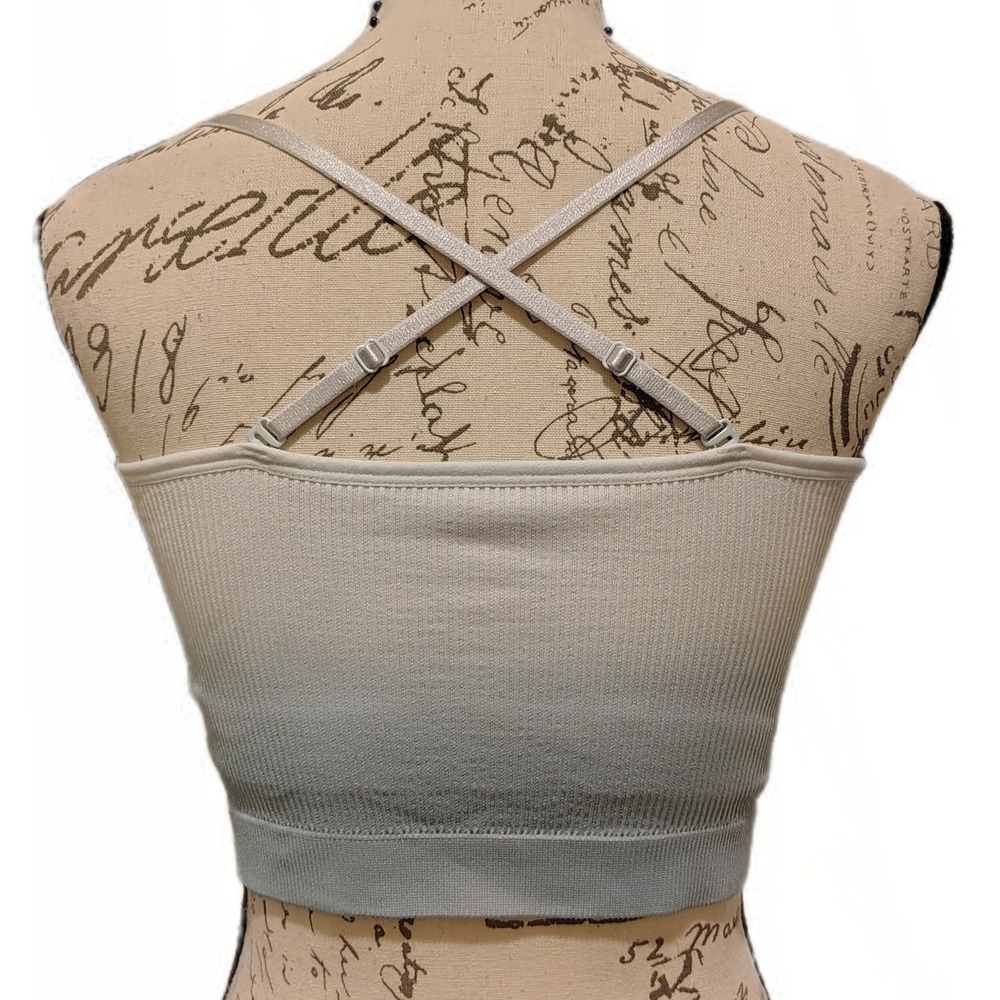VS Sage Green Omber Bandeau Tube Top L Seamless Ribbed Strapless Beach Sporty - Picture 5 of 6